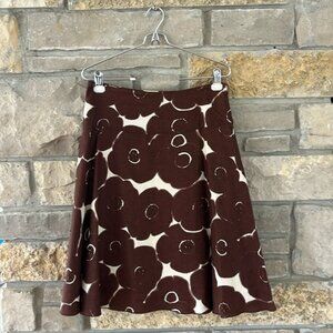 The Limited Cream Linen Skirt with Brown Floral Print Size 10